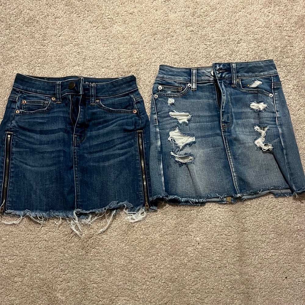 2 American eagle jean skirts!